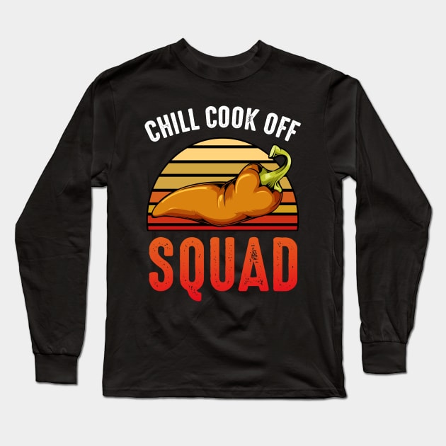 Chili Cook Off Squad - Retro Style Chili Pepper Vintage Long Sleeve T-Shirt by Lumio Gifts